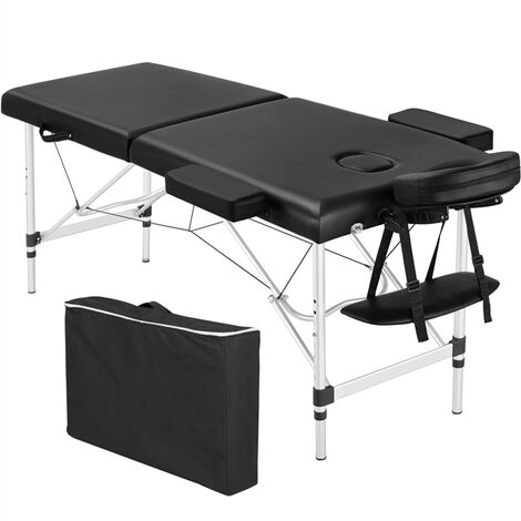 Yaheetech Table de Massage Pliante 2 Section 60 x 213 cm Lit de Massage Professionnelle Portable Aluminium Housse de Transport pour Thérapie Salon Massage