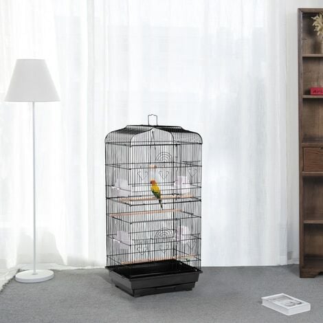 Yaheetech Cage Oiseaux Volière Portable pour Perruche Perroquet Canari Inséparable Mandarins avec 4 Perchoirs Mangeoire 46 x 35 x 104,5cm