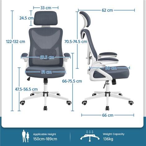 Yaheetech Chaise Bureau Fauteuil d'Ordinateur en Similicuir Hauteur  Réglable avec Siège Dossier Rembourrés Accoudoirs Détachables à roulettes  Pivotantes Marron