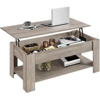 Yaheetech Table Basse Relevable Table de Salon avec Porte-Revues Table de Salle à Manger Industrielle pour Salon Chambre 120 x 59 x 49,5 cm Gris