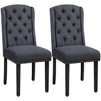 Yaheetech – Lot de 2 chaises de salle à manger en tissu effet lin – Rembourrées avec pieds en bois massif – Confort optimal 52,5 cm hauteur d'assise – Gris