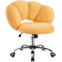 Yaheetech Chaise Bureau avec Dossier en Nuage Fauteuil Ergonomique avec Hauteur Réglable Chaise Pivotante à 360° Fauteuil de Coiffeuse pour Salon Chambre Charge 136 kg Jaune/Bouclé