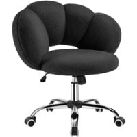 Yaheetech Chaise Bureau avec Dossier en Nuage Fauteuil Ergonomique avec Hauteur Réglable Chaise Pivotante à 360° Fauteuil de Coiffeuse pour Salon Chambre Charge 136 kg Noir/Bouclé