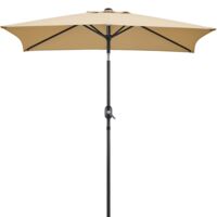 Yaheetech Parasol d'Extérieur Rectangulaire à 6 Baleines Haut de 200 cm Parasol Inclinable avec Cadre en Métal Bouton-poussoir Manivelle Protection Solaire pour Jardin Terrasse Patio Piscine Plage Bal