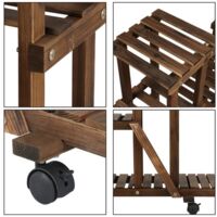 Yaheetech Étagère à Plantes En Bois 10 Tablettes Avec Roulettes – Support Fleurs Escalier 93x30x115 Cm, Style Jardin Intérieur/Extérieur