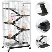 Yaheetech Cage pour Rongeurs Blanche 64 x 44 x 131 cm Cage pour Furets/écureuils/Chinchillas - Blanc