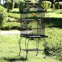 Yaheetech Cage pour les Oiseaux 59 x 59 x 145 cm Cage sur Roulettes Canaries Perruches Canaris Calopsitte Inséparable Petit Mandarin
