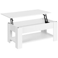 Yaheetech Table basse avec Plateau Relevable Table de salon Moderne avec Etagère de Rangement Compartiment Caché pour Salon Bureau 98 x 50 x 42 cm Blanc