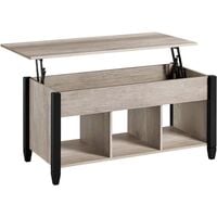 Yaheetech Table Basse avec Plateau Relevable Pieds réglables Table de Salon Fonctionelle avec Rangement et Compartiments Résistants en Bois et Métal Moderne 104,5