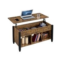 Yaheetech Table Basse Plateau Relevable, Table de Salon Moderne, Table avec Porte-Revues, 3 Compartiments de Rangement, Pieds réglables Fonctionelle en Bois MDF et Métal 104.5 cm x 49.5 cm x 49 cm