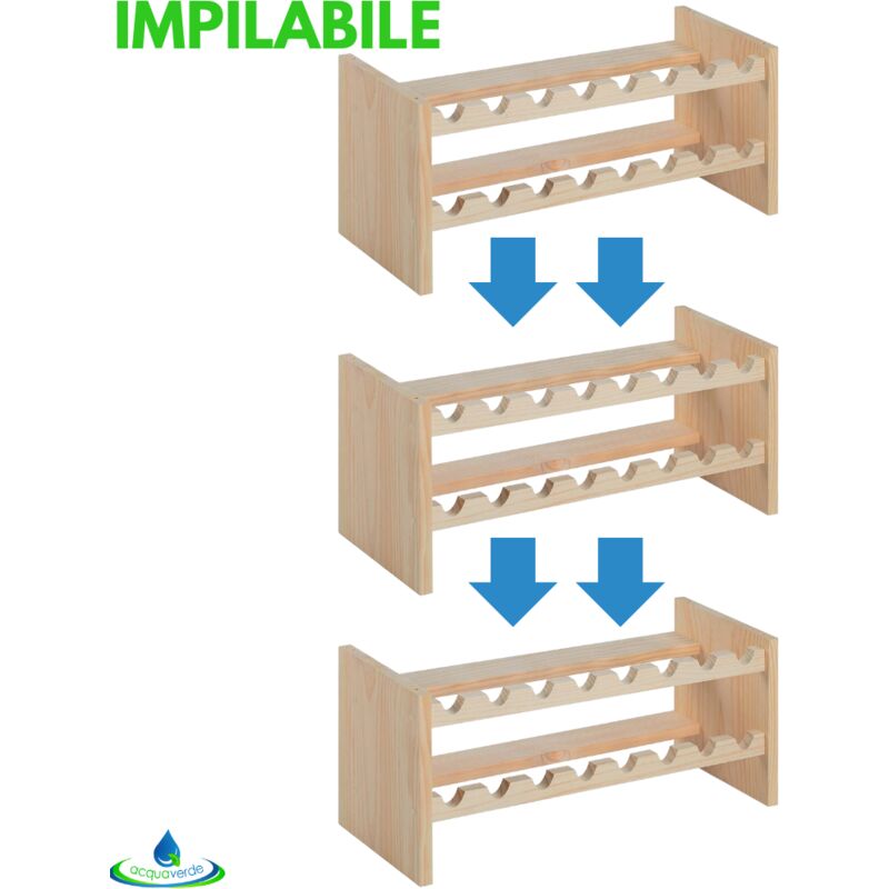CANTINETTA PORTA BOTTIGLIE VINO IN LEGNO 16 POSTI CANTINA COMPONIBILE  IMPILABILE
