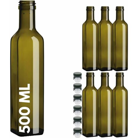 6 Bottiglie Per Olio Bottiglia In Vetro Verde Marasca Con Tappo e