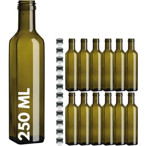 12 Bottiglie Marasca Per Olio Liquore In Vetro Verde Con Tappo