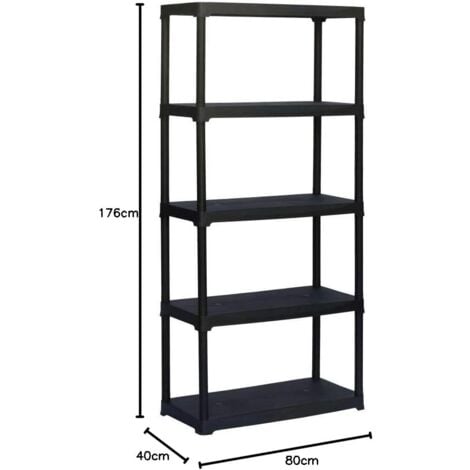 scaffale 5 ripiani artplast in resina, 80x40x176 cm