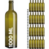 24 Bottiglie Per Olio Bottiglia In Vetro Verde Marasca Con Tappo e Dosatore 1  Litro