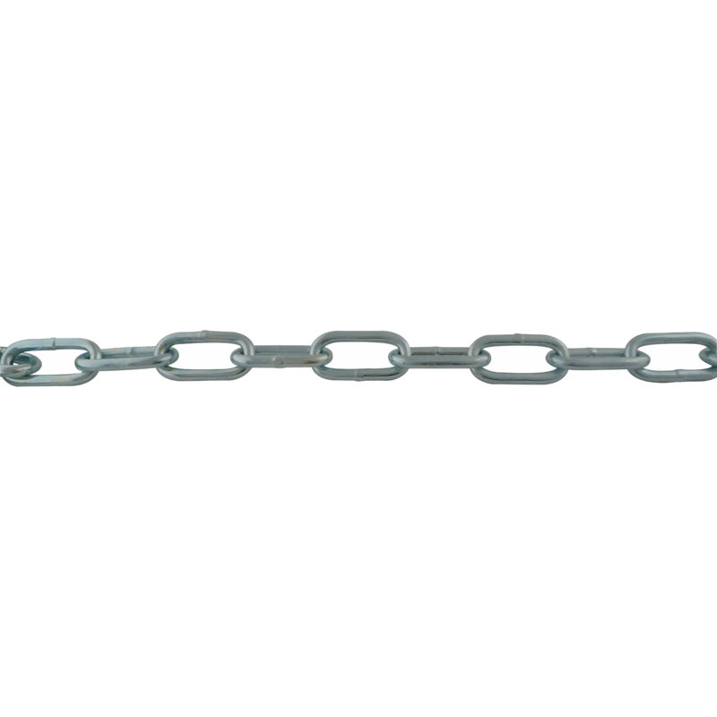 DQ-PP Chaîne en acier C15 | DIN 5685 | 4 mm | Galvanisé | 25 m | Maillons courts | Chaîne à maillons courts | Au mètre | Chaîne d'arrêt | Métal