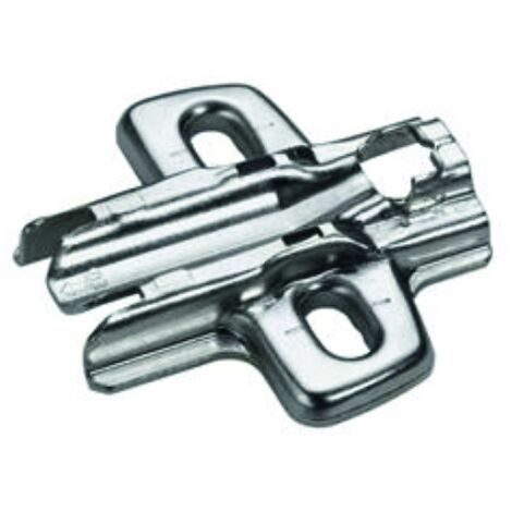 Hettich – Plaque de montage cruciforme à visser en acier nickelé – Ø1.5 mm – Réglage en hauteur ± 3 mm – Entraxe 32 mm