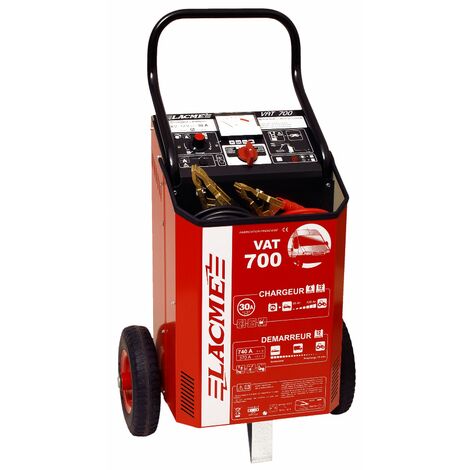 Lacme – Chargeur démarreur de batterie 12V 30A – Courant de démarrage 700A – Protection fusible – Coffre métallique sur roues – 510700 (1/3)