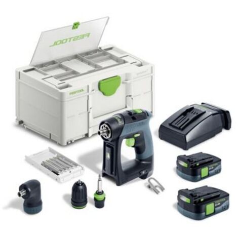Festool – Perceuse-visseuse sans fil 10,8V avec 2 batteries 2,5Ah – Moteur EC-TEC sans balais – Couple 30Nm pour perçage bois et métal - 5-Set