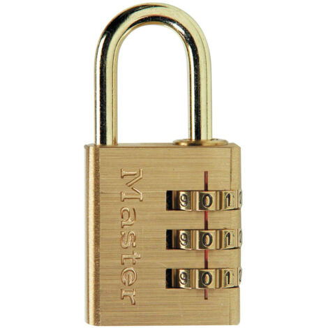 Master Lock – Cadenas à combinaison programmable 30 mm – Corps en aluminium massif – Anse en acier laitonné – Sécurité à 3 chiffres sans clé