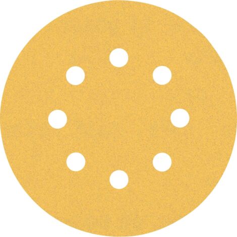 Bosch – Disque abrasif de ponceuse 125mm grain 120 – 5 pièces perforées pour aspiration – Pour ponçage rapide et efficace – 2608900807