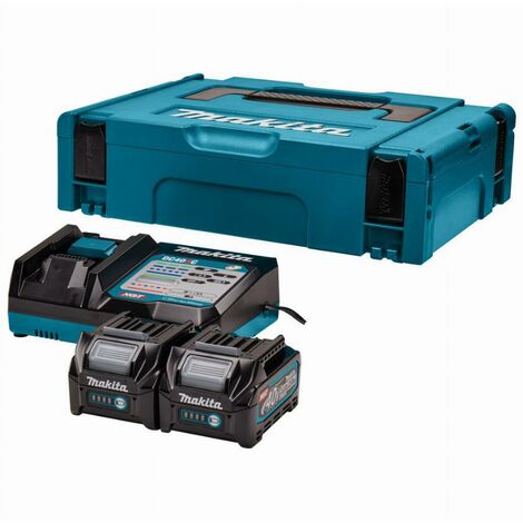 Makita – Set de démarrage 40V avec 2 batteries 2.0Ah – Chargeur sans fil LXT – Boîtier robuste Mbox – Protection IP56 contre l'eau et la poussière - 191V15-1 (1/3)
