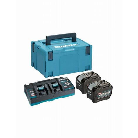 Makita – Kit énergétique 40V avec 2 batteries 8Ah – Chargeur rapide double DC40RB – Autonomie maximale pour outils XGT® – Mallette Makpac Type 3