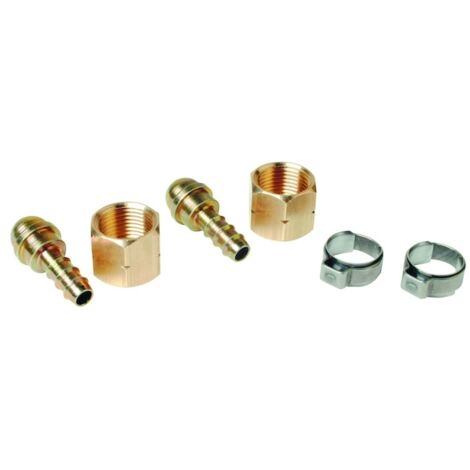 Kit de 2 raccords tétine pour tuyau 6.3m avec ecrou 3/8 gauche + 2 colliers GUILBERT- 963R