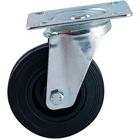 Roulette D100mm caoutchouc noir platine pivotante AVL 508832O