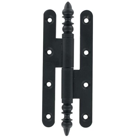 Paumelle n°1 vase rustique n°3 BROS - bouts ronds - acier - 140 x 55 mm - epoxy noir - 3ARD145B (1/4)
