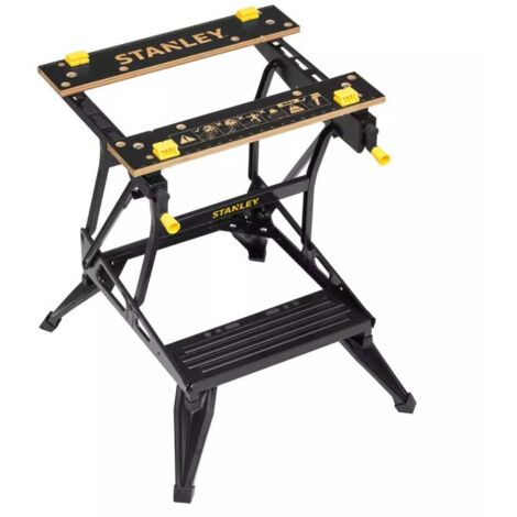 Stanley – Établi modulable pliable 610 x 370 mm – Charge maximale 250 kg – Hauteur de travail 595-775 mm – Ouverture mâchoires 0-260 mm – STST834001
