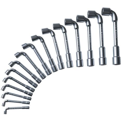 14 Clés à pipe débouchées chromées 6/12 pans en acier forgé 8 à 21 mm