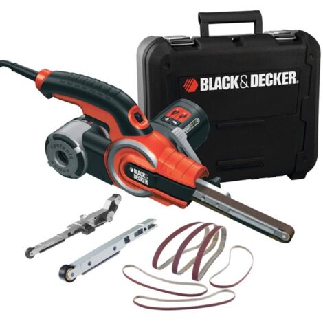 Black & Decker – Ponceuse à bande 400 W – Vitesse variable 900-1400 tr/min – Largeur de bande 13 mm – Pour bois, métal et céramique - KA902EK
