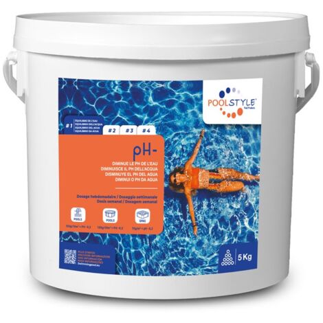 Kit de traitement de piscine pH minus liquide 15% 20L – Compatible avec tous types de filtration – Régulation automatique – Pour abaisser le pH