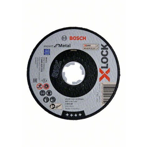 Bosch – Disque à tronçonner X-LOCK 125mm – Épaisseur 1,6mm – Alésage 22,23mm – Pour acier et métaux non ferreux – Vitesse max 12 250 tr/min - 41-plat