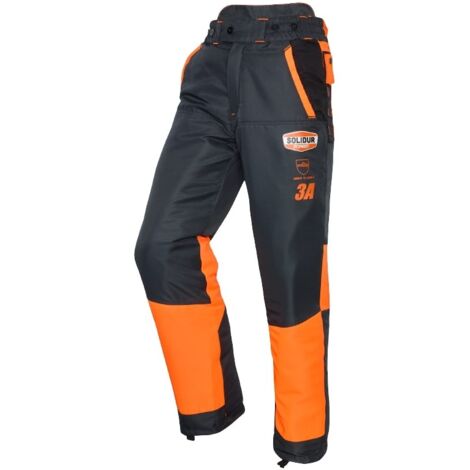 Solidur – Pantalon de bucheronnage haute visibilité CL 3 Type A – Protection anti-coupure 9 couches – Doublure extensible – Taille XS à 4XL