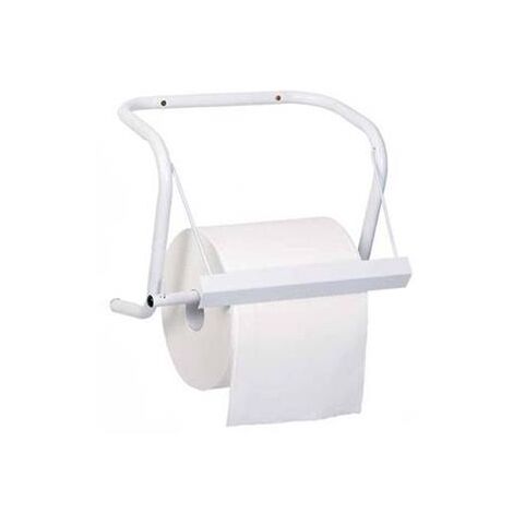 Dévidoir mural pour rouleau papier 30cm – Acier blanc – Fixation murale – Pour garages et ateliers – Global Hygiene