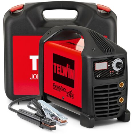 Telwin – Poste à souder MMA Inverter 211/S – 15-180 A – 230 V – Arc force et démarrage à chaud – Accessoires inclus