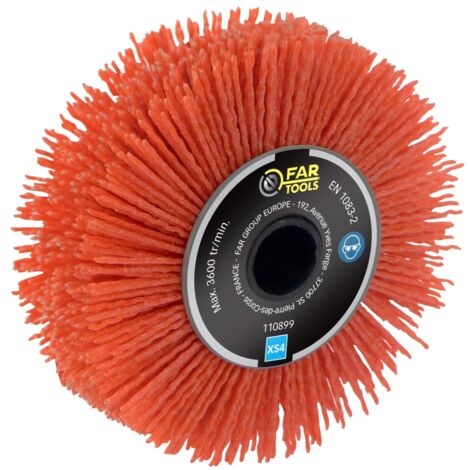 Fartools – Brosse de précision nylon abrasif Ø120mm L20mm – Grain 80 pour nettoyage bois, métal, pierre – Compatible avec REX120, REX200