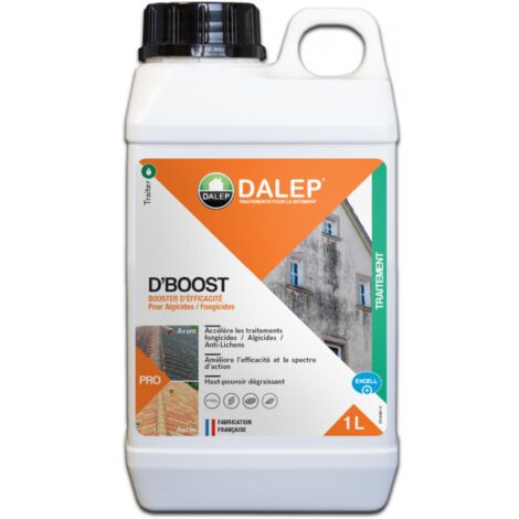 Dalep – Booster d'efficacité D'BOOST 1L – Antimousse concentré pour traitement fongicide – Efficace contre dépôts verts et algues