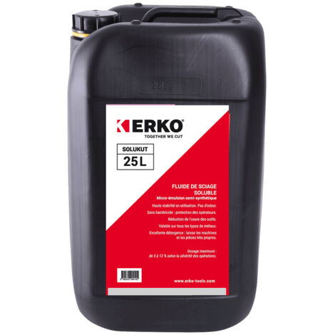 Huile de coupe soluble ERKO Solukut pour tout type de métal - Bidon de 25 L - 6400002