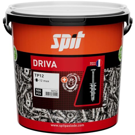 Spit – Cheville autoforeuse métallique 31mm pour plaque de plâtre – Seau de 500 unités – Charge maximale 12mm – 60141