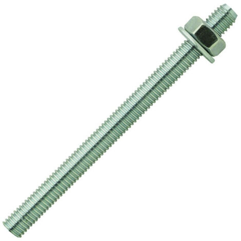 Scell-It – Tiges filetées en acier zingué M8 x 110 mm pour scellement chimique – Boîte de 10 avec écrous et rondelles – MS08110