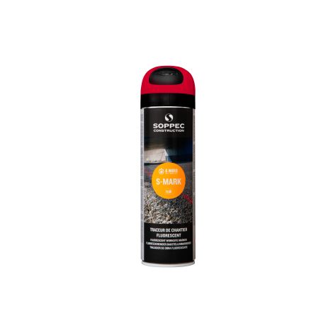 Soppec – Traceur de chantier fluorescent 650ml – Durée de marquage 6 mois – Bonne adhérence sur béton et bitume – Séchage rapide 10 min