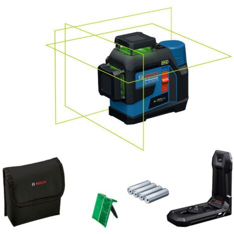 Bosch Professional – Laser vert 3 lignes à 360° – Portée 100 m – Précision 0,3 mm – Étanchéité IP65 – Alimentation double 12V et AA - 12V-100-33
