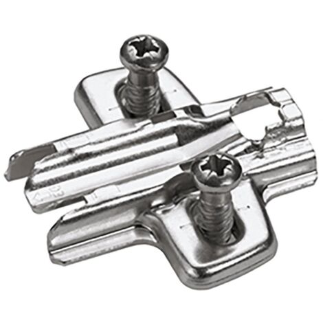 Hettich – Plaque de montage cruciforme réglable en hauteur – Acier nickelé – Pour perçages 37 x 32 mm – Montage avec vis Euro Ø 5 x 12 mm (1/4)