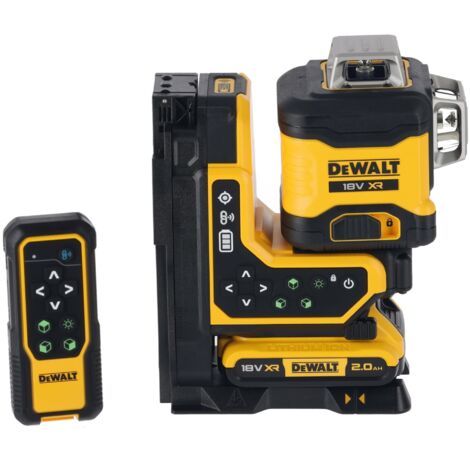 Dewalt – Niveau laser vert 18V avec batterie 2Ah – Précision ±3mm à 10m – Résistance IP65 – Projection de lignes croisées et points d'aplomb