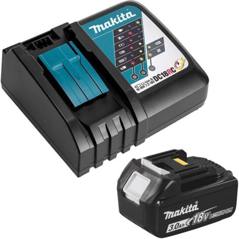Makita – Kit énergétique 191A244 18V 3Ah – Chargeur rapide DC18RC – Batterie Li-Ion 3.0Ah pour outils LXT – Temps de charge 22 min