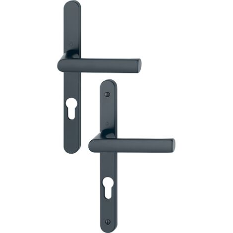 Ensemble poignées pour portes-fenêtres Hamburg plaque étroite - Carré de 7 - Entraxe 70 mm - Epaisseur 78-87 - Noir mat - HOPPE - 12004182