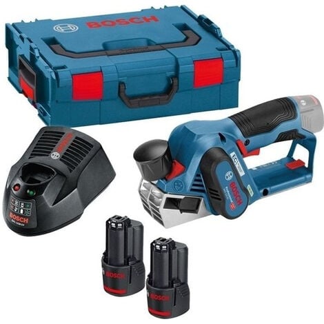 Rabot BOSCH GHO 12V20 Professional - 2 batteries 3.0Ah Li-Ion, chargeur, coffret - Avec 2 fers de rabot - 06015A7001